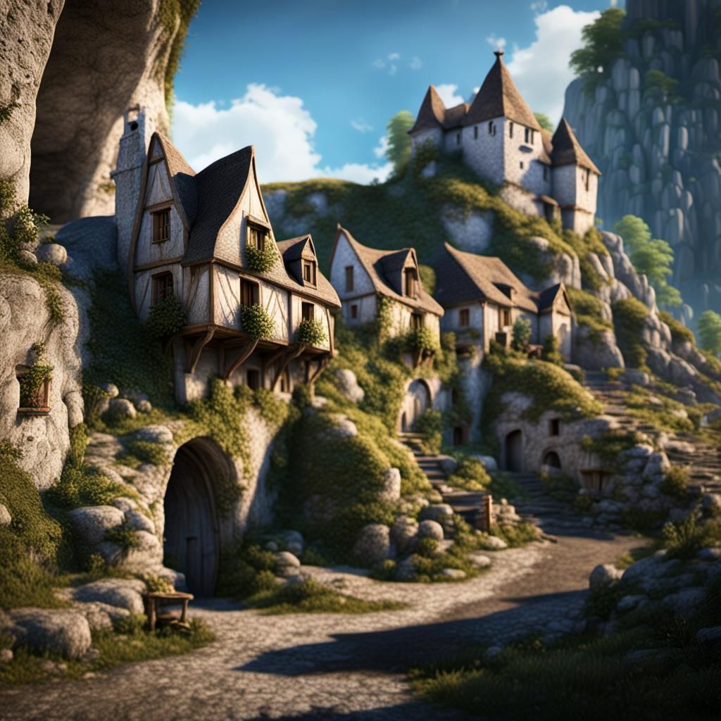 Troglodyte Houses in Loire Valley: Fantasy Concept Art