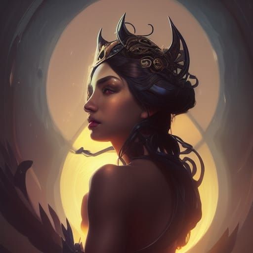 Goddess Nyx Portrait in Trending Artstation Style