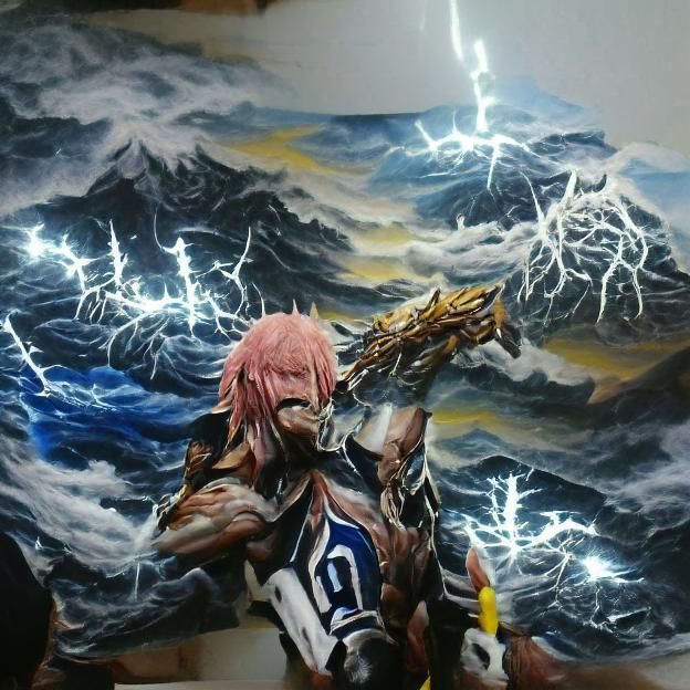 Detailed Painting of a Lightning God