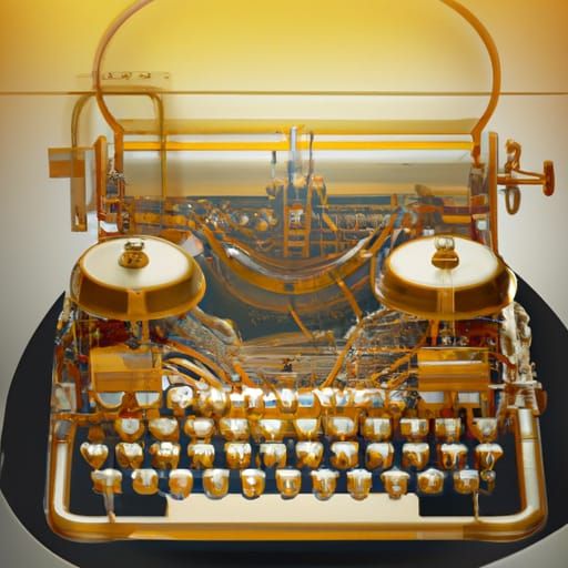 Glass Typewriter with Golden Mechanics