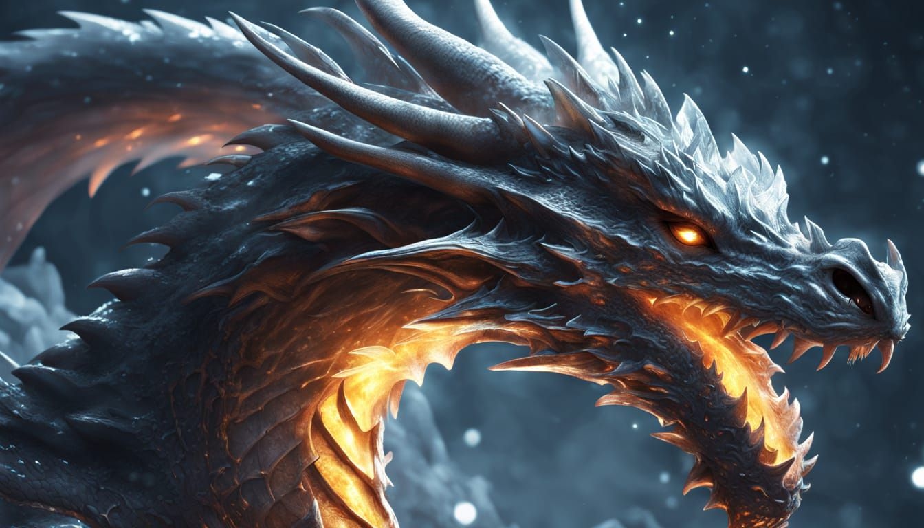 Glowing Galactic Dragon in Cosmic Flight