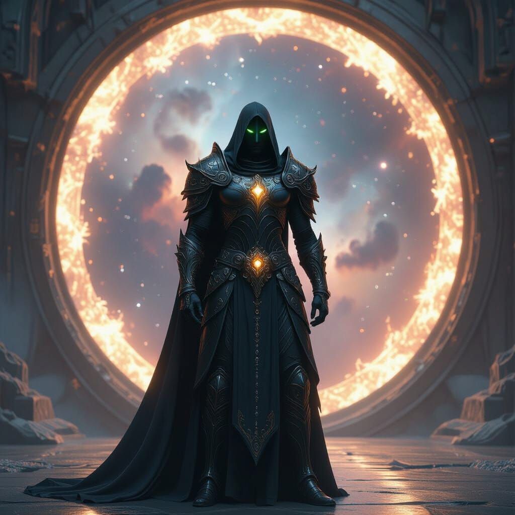 Drow Elf Warrior Guardian Before Cosmic Portal