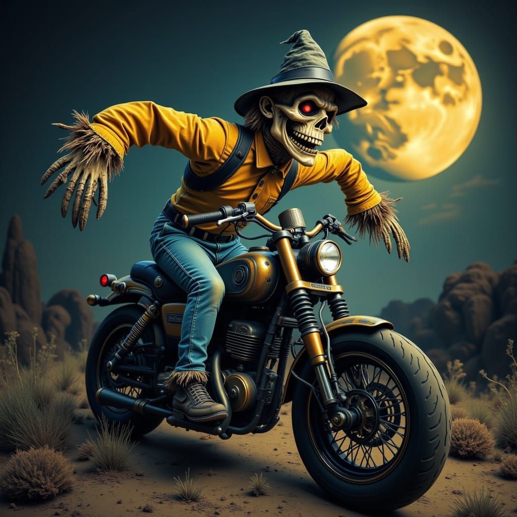 Surreal Scarecrow Cruises Moonlit Highway