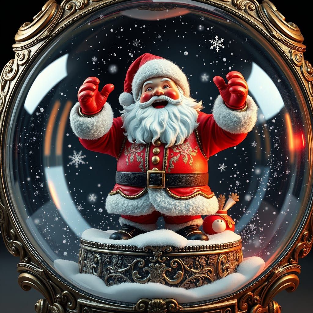 Gritty Snowglobe Santa in Urban Graffiti Style