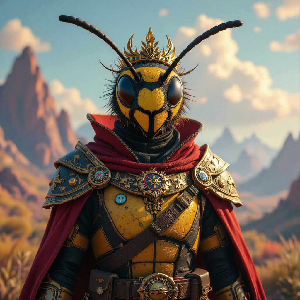Wasp King in Regal Attire with Scout Badge