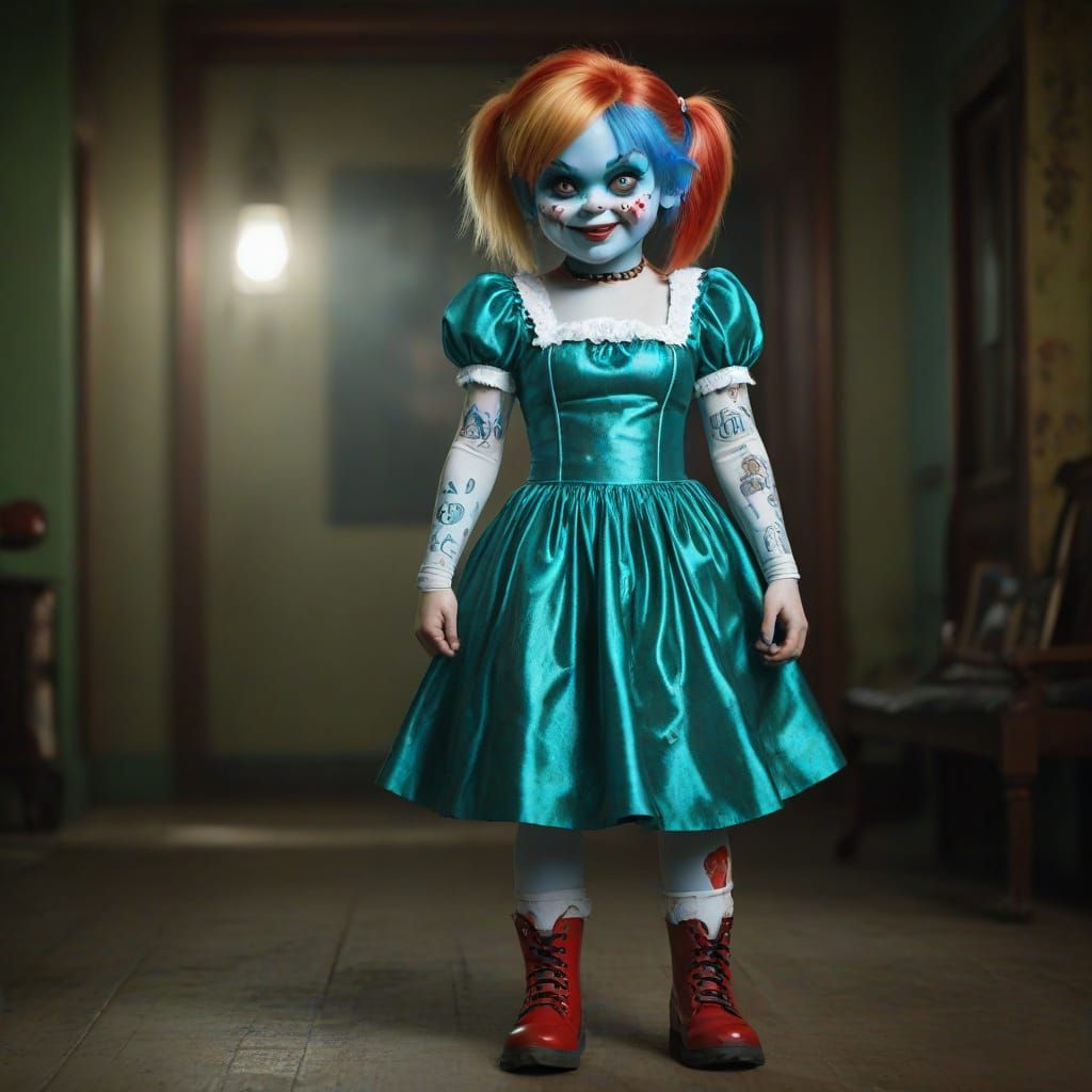 Smurfette and Chucky's Daughter: Cinematic Film Still