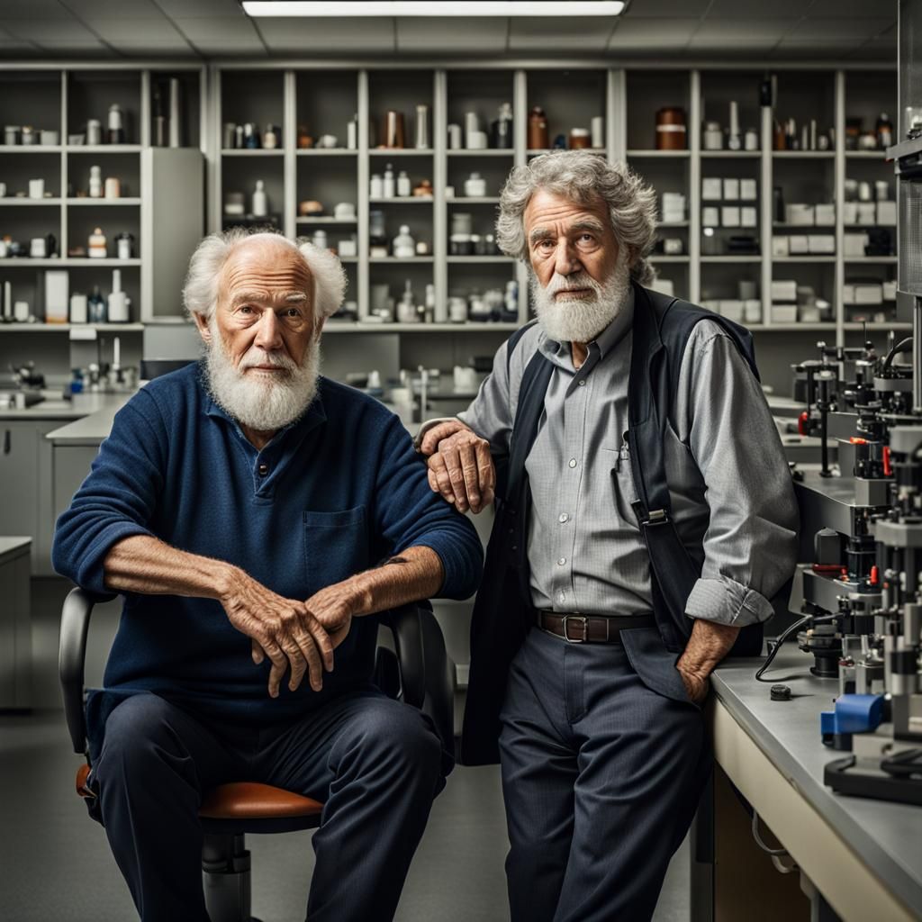 Studio Portrait of Two Scientists in a Lab