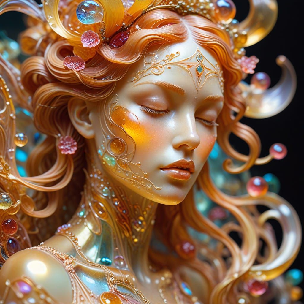 Ethereal Art Nouveau Gelatin Woman Sculpture
