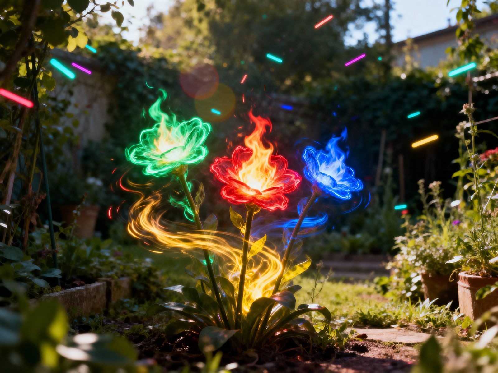 Magical Energy Flowers in Neon Garden