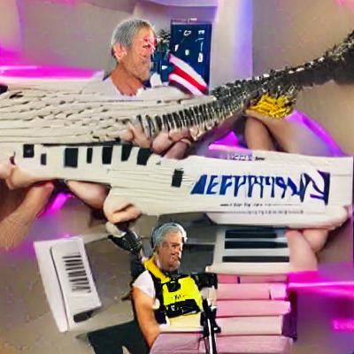 Controversial Keytar Player in a Surreal Scene