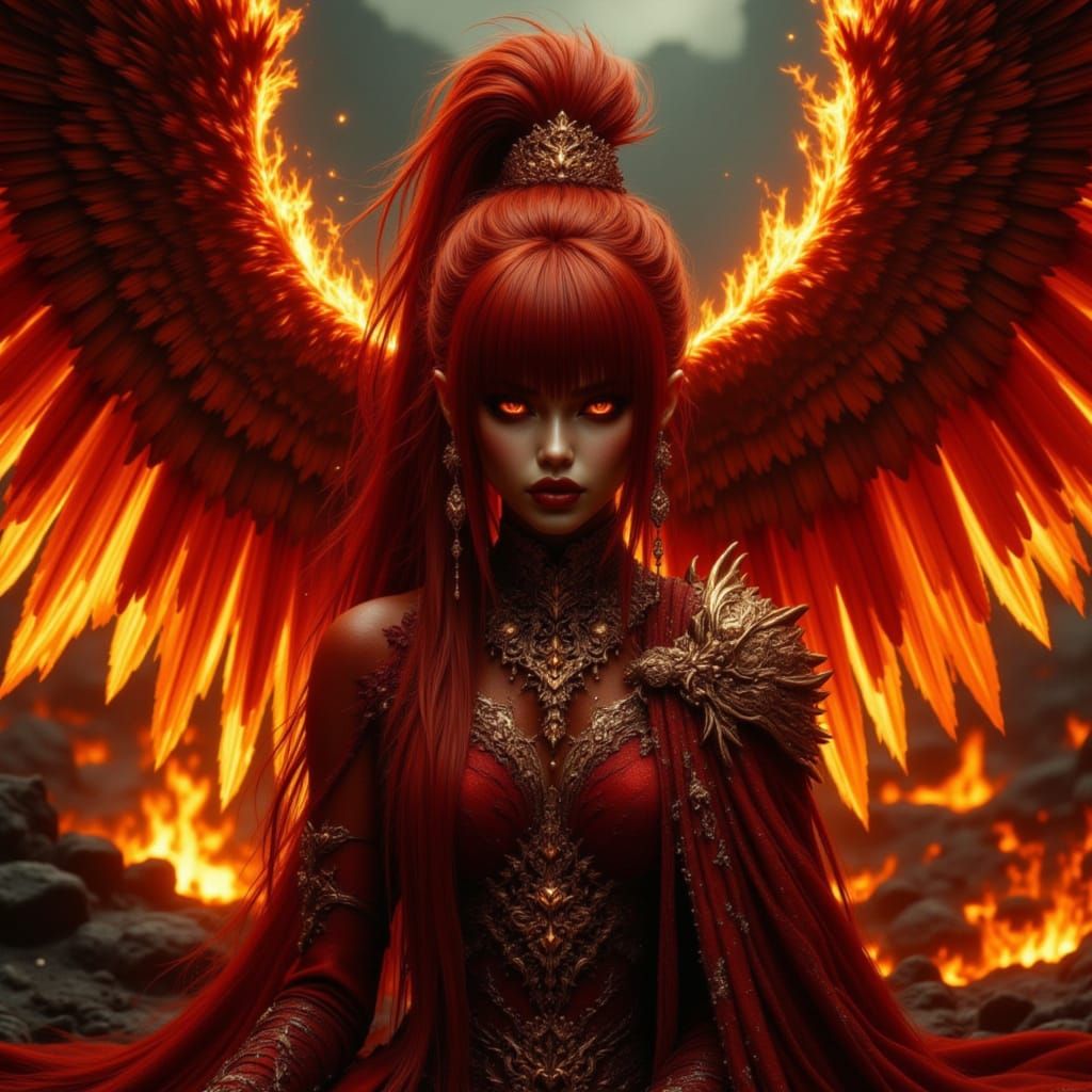 Flame Angel Portrait in Photorealistic Fantasy Style