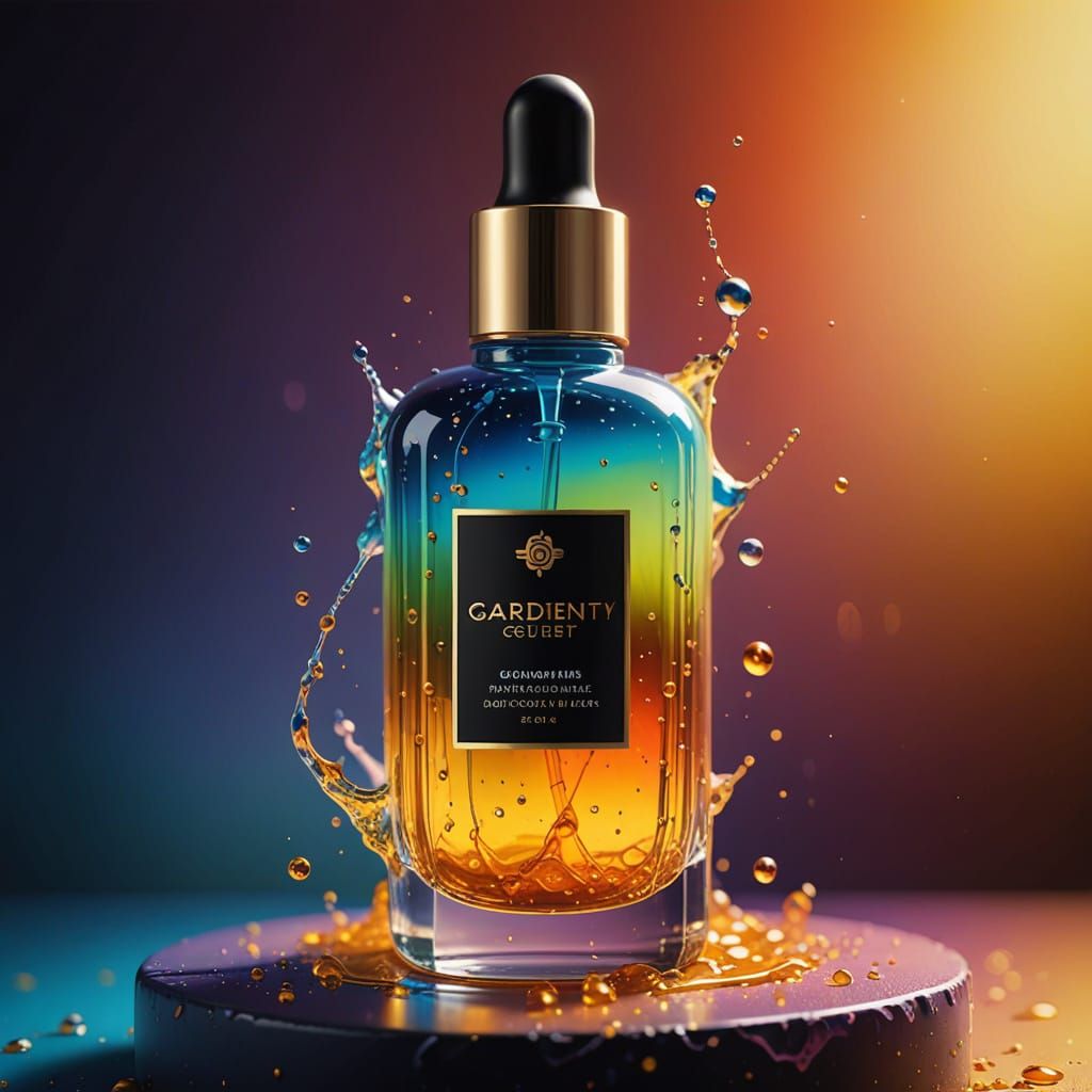 Vibrant Serum on Pedestal, Oil Painting Style