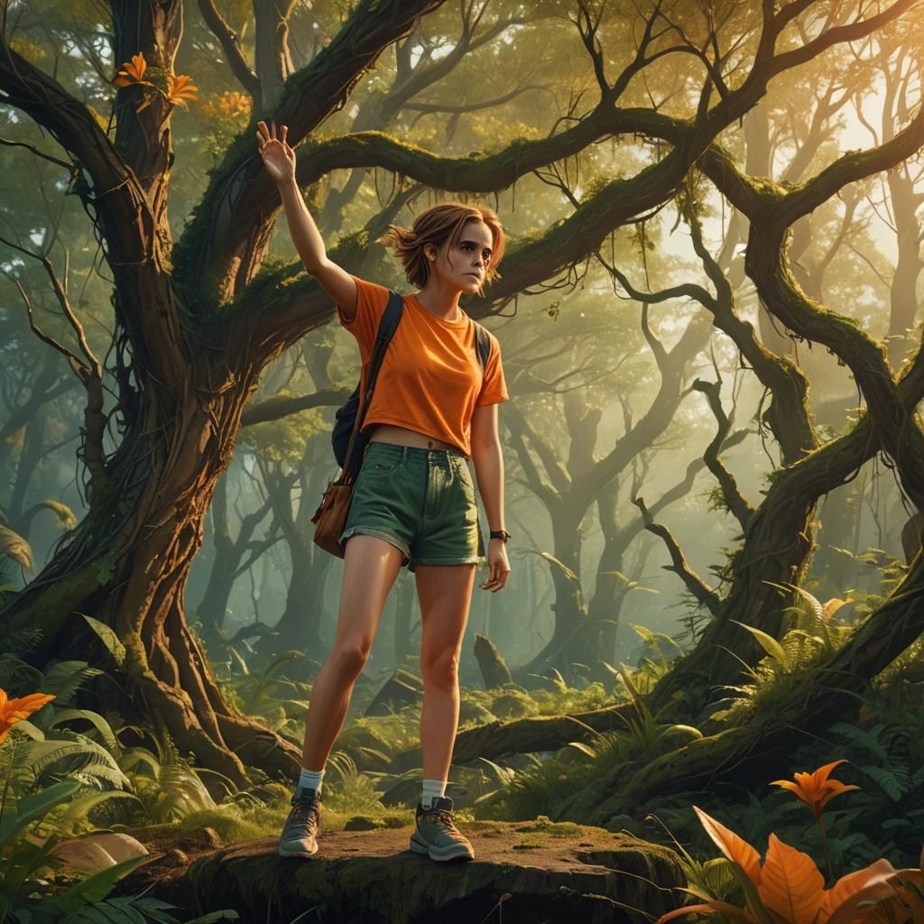 Emma Watson in Fantastical Environment as Digital Painting