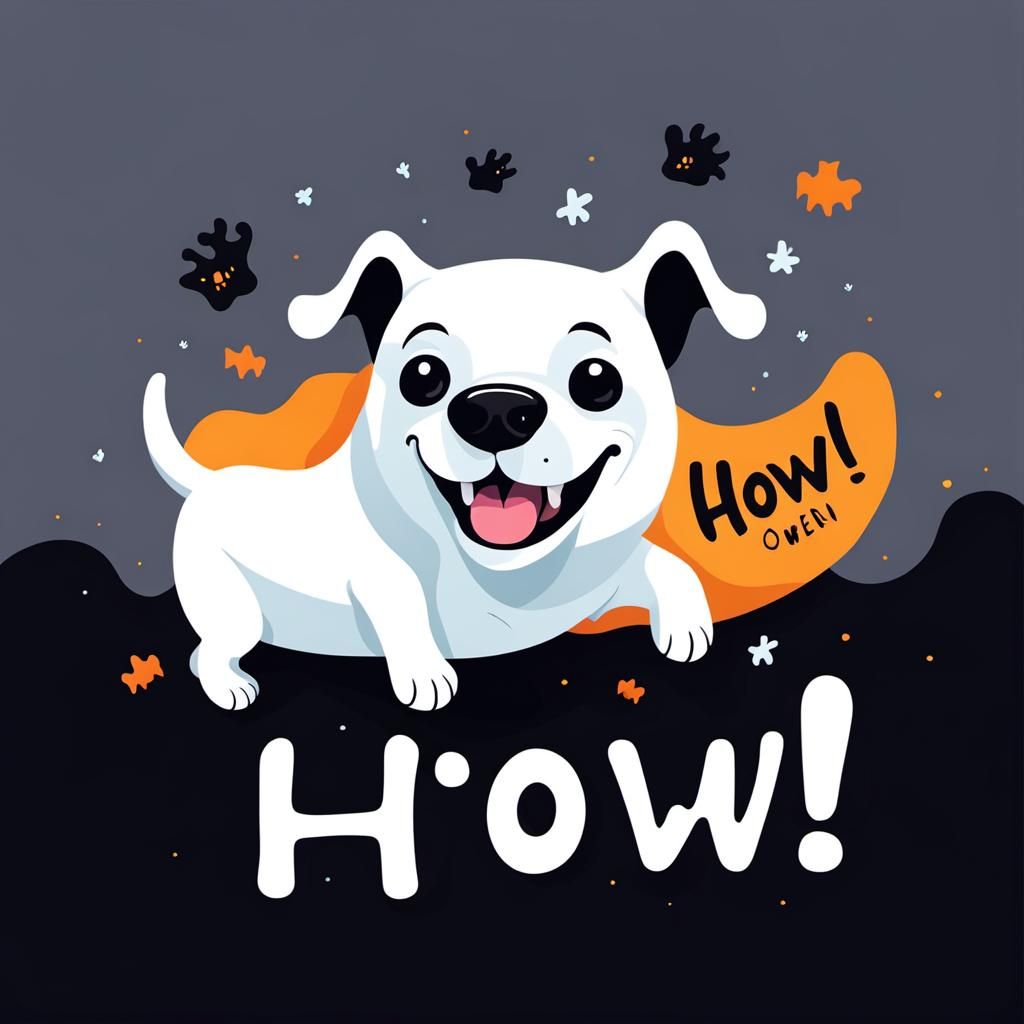 Playful Ghost Dog with Bone: Vector Illustration