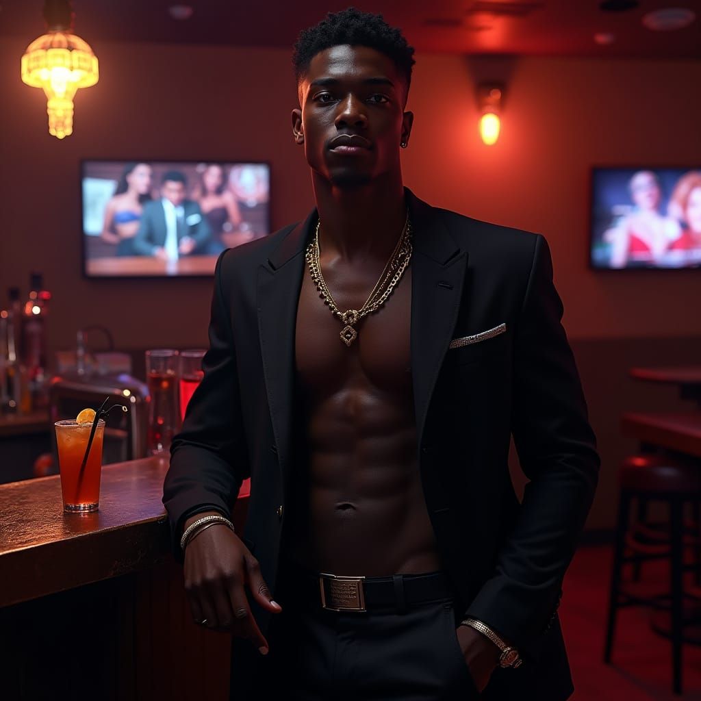 Athletic Man in Blazer at Nightclub