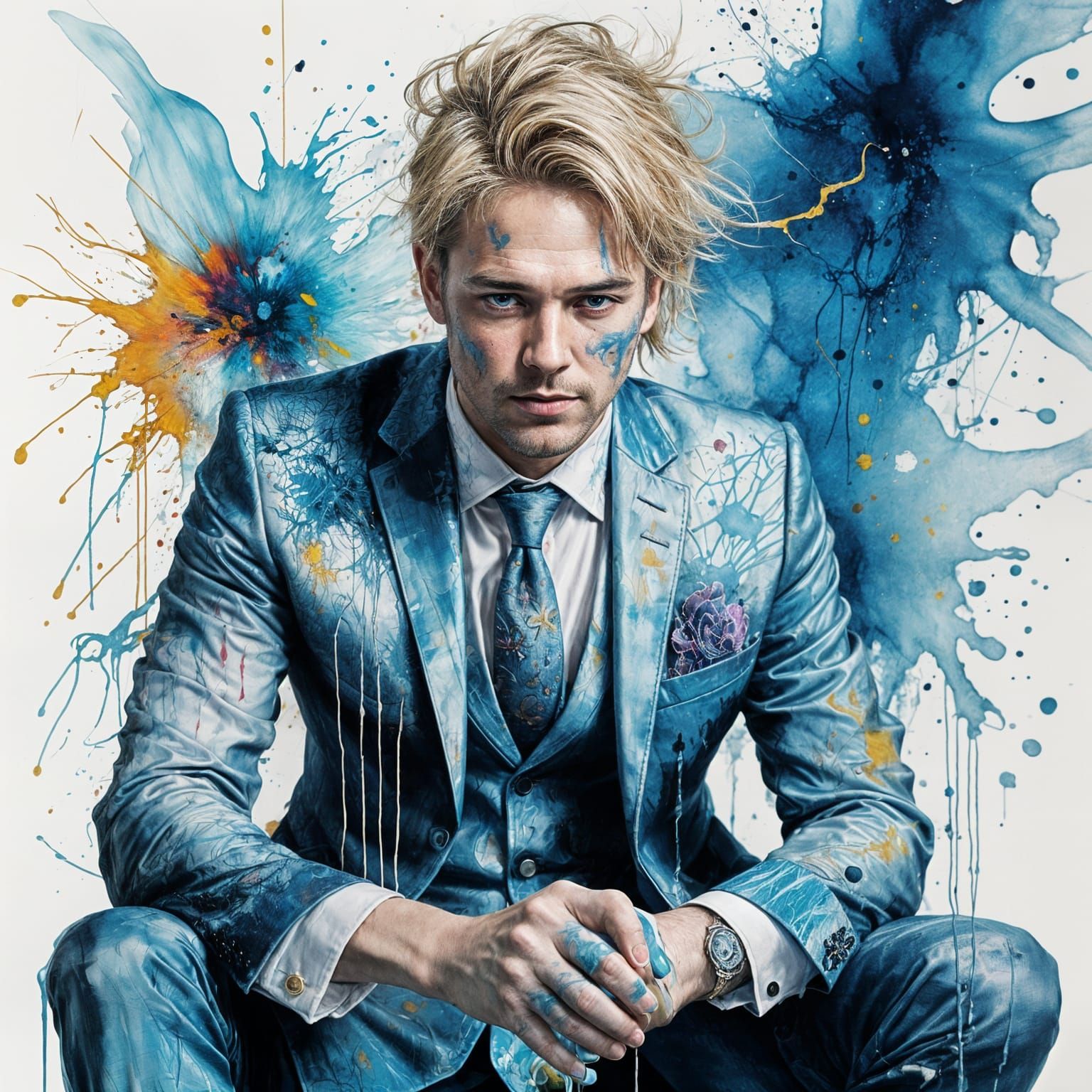 Smooth Portrait of a Handsome Businessman in Elegant Steelbl...