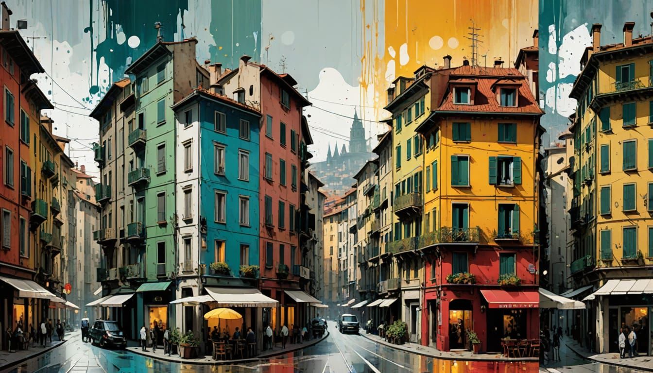 Seasonal Cityscape in Watercolor and Ink