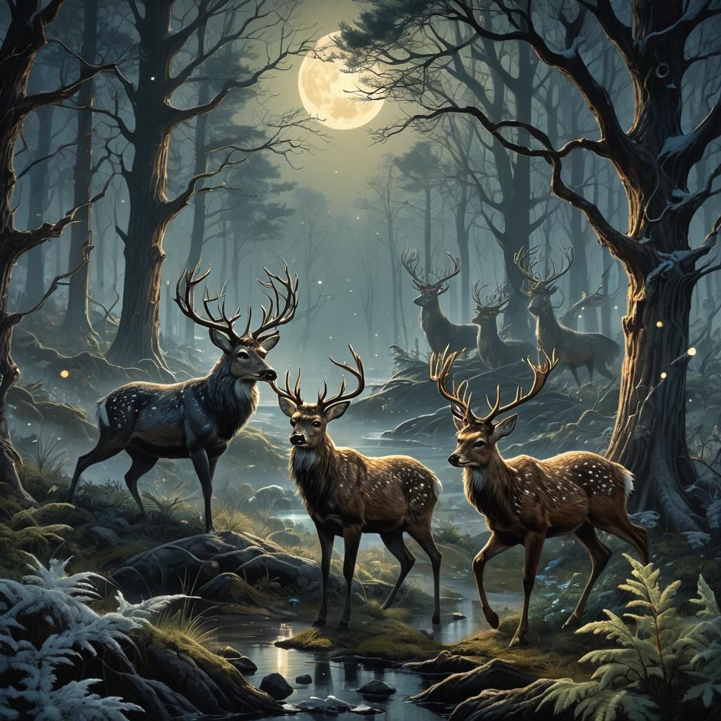 Moonlit Forest Romance: A Fantastical Matte Painting