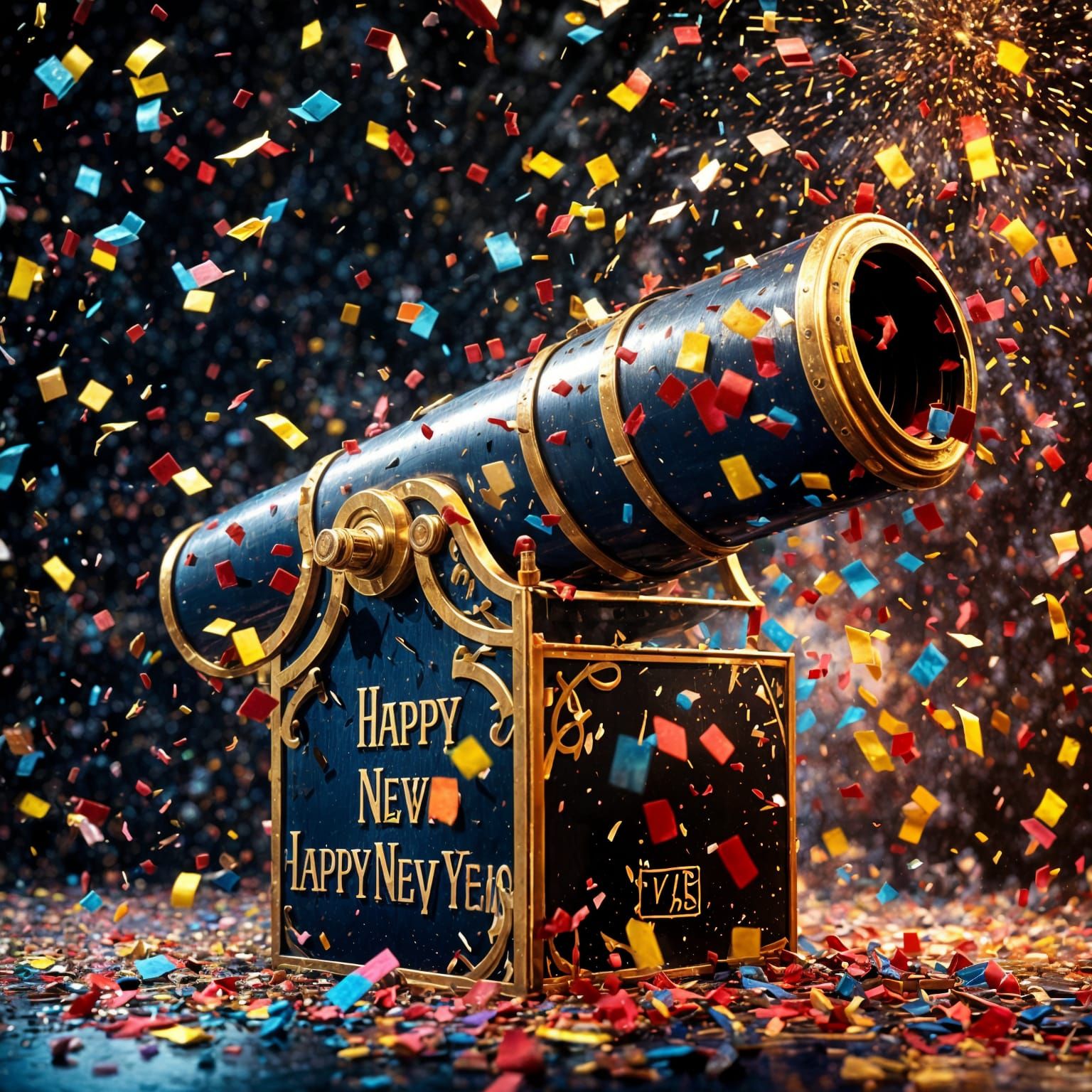 Happy New Year Confetti Cannon Digital Art
