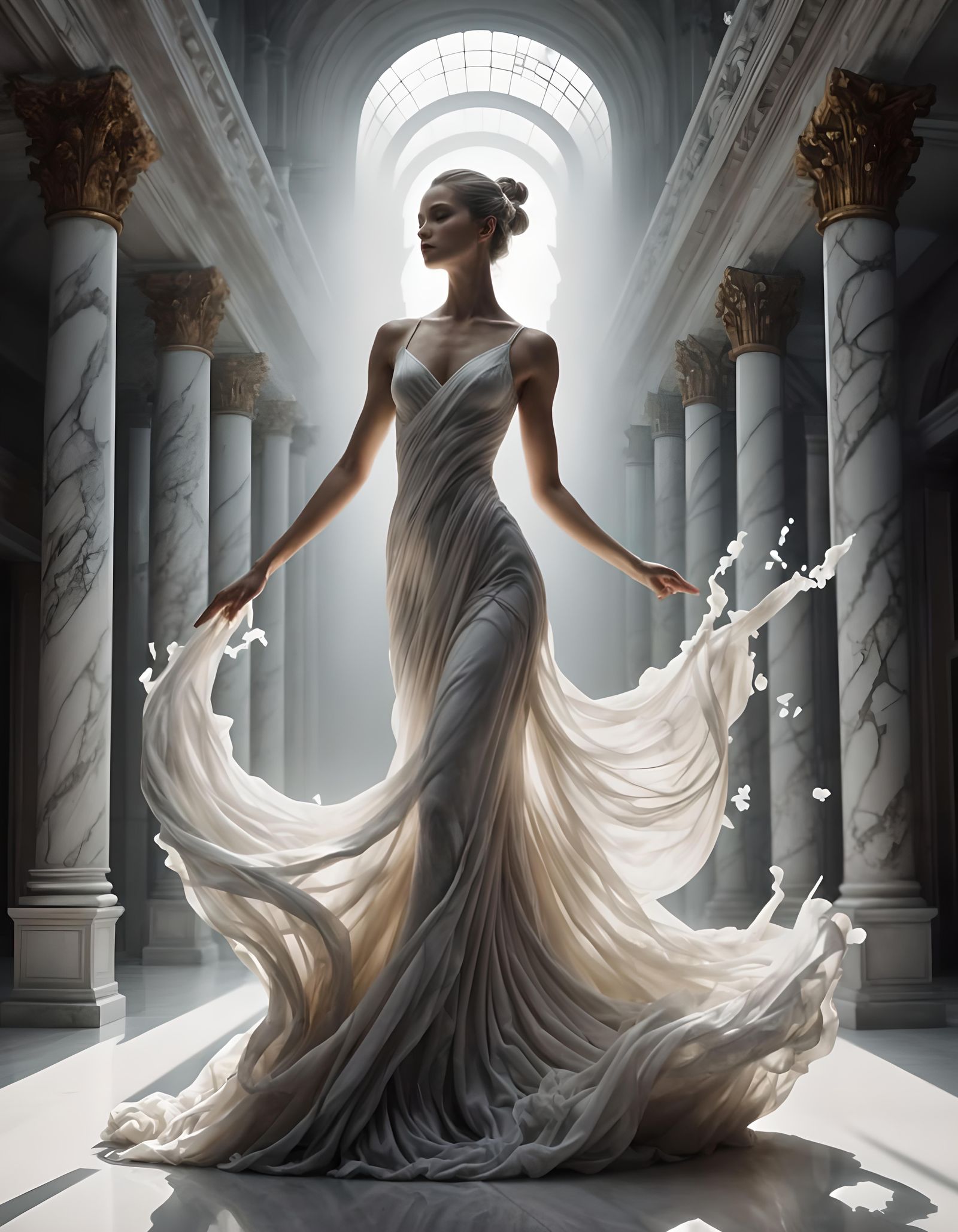 Marble Ballerina Statue in Velvet Light