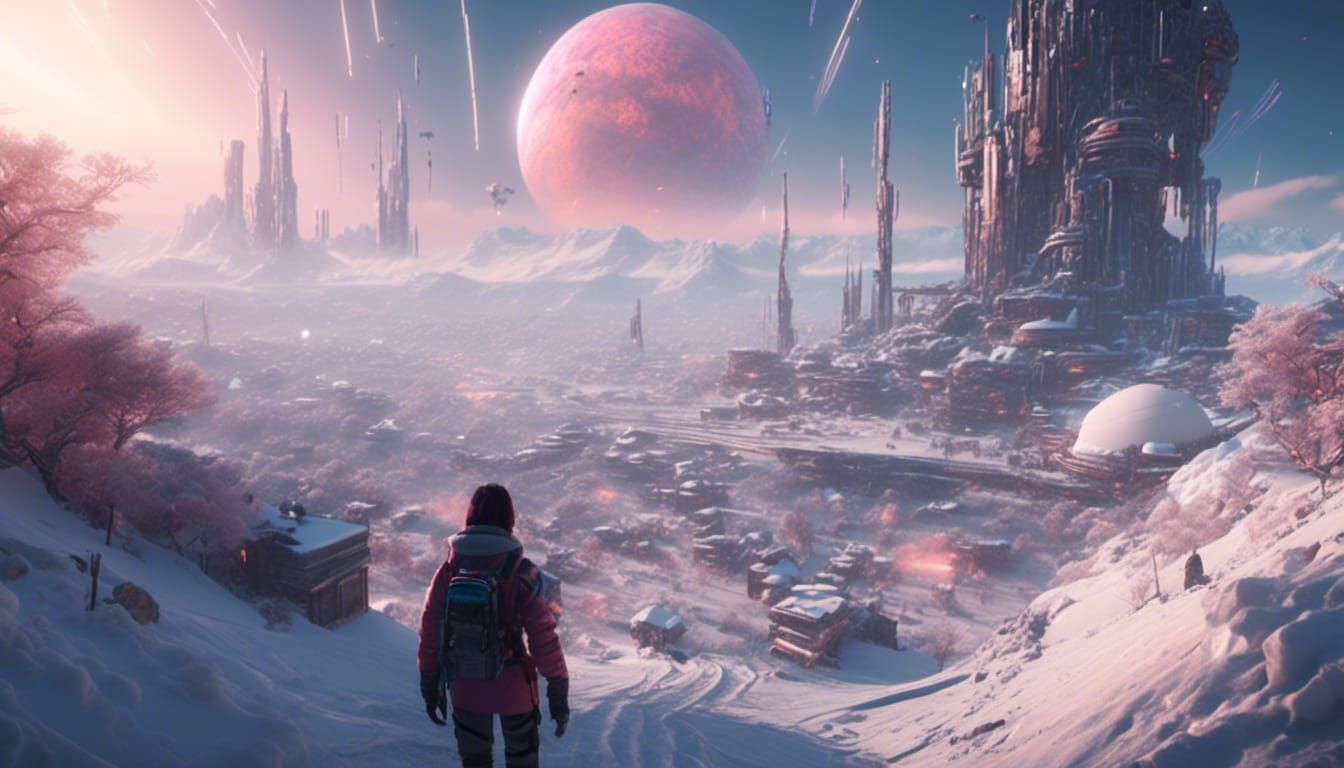 Cinematic 3D Game Scene in Cyberpunk Style