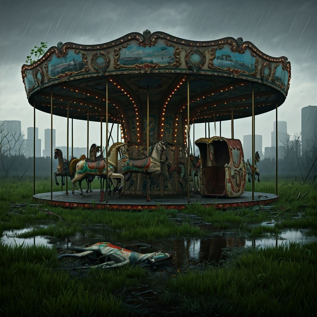 Decaying 1890s Carousel in Overgrown Field