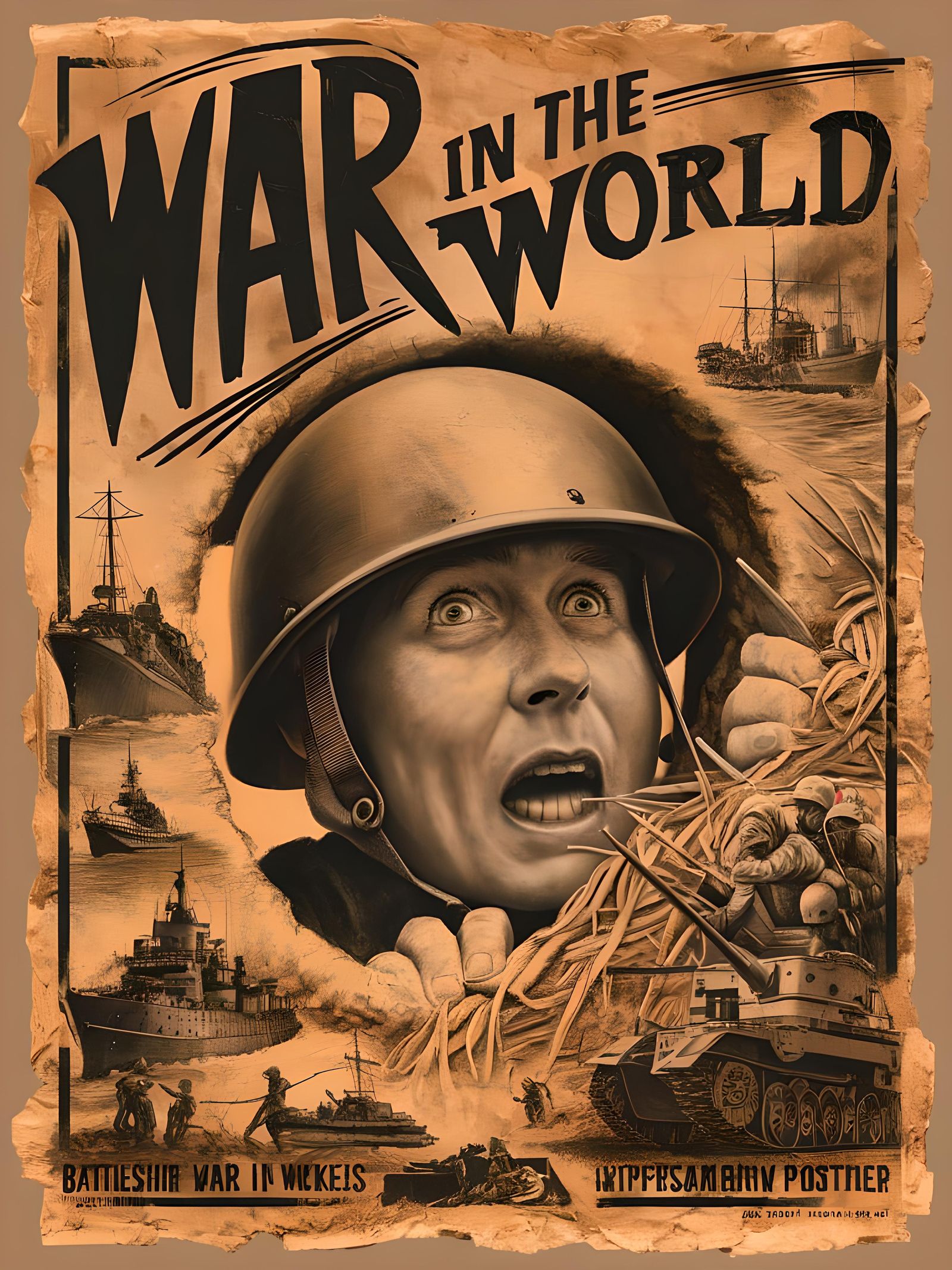 Vintage WWI Poster: Reporter's Horror in the Trenches