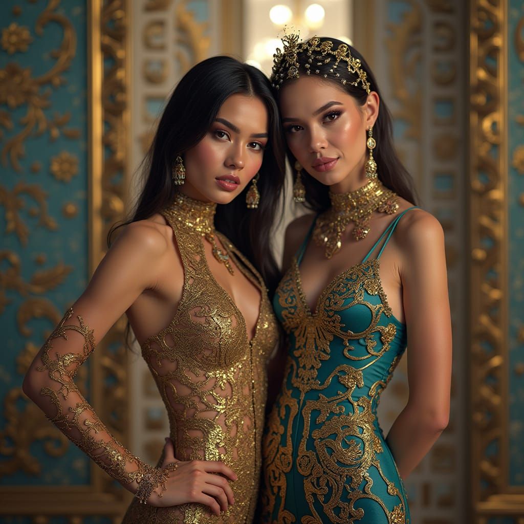 Donatella Versace and Dua Lipa in Elegant, Surreal Fantasy