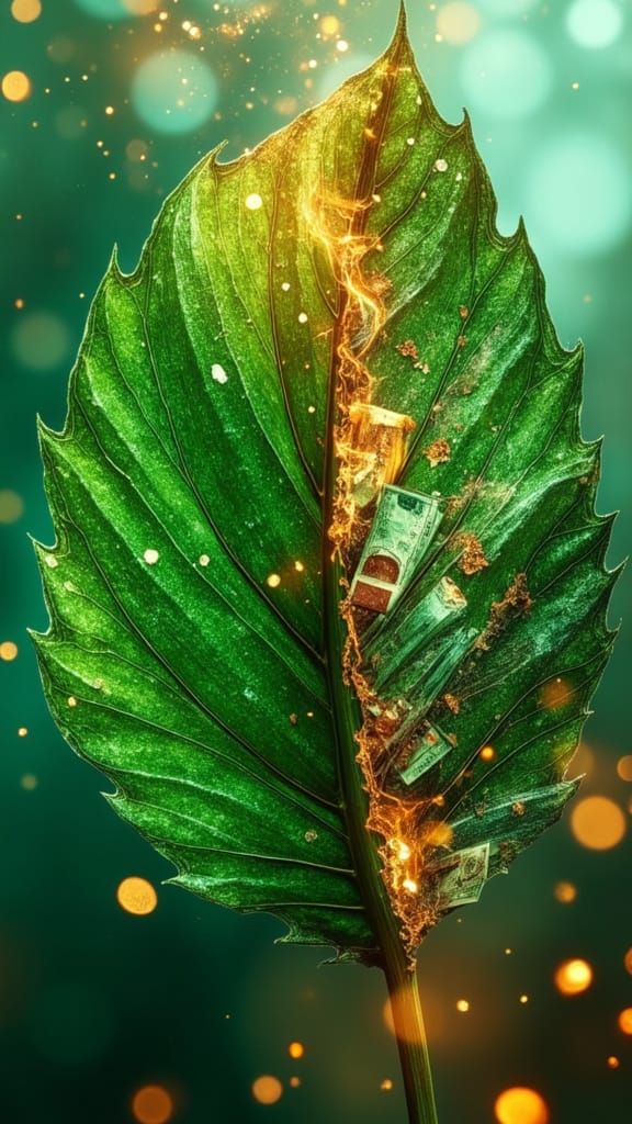 Emerald Leaf Transforms into Blazing Cash in Dreamlike Rever...