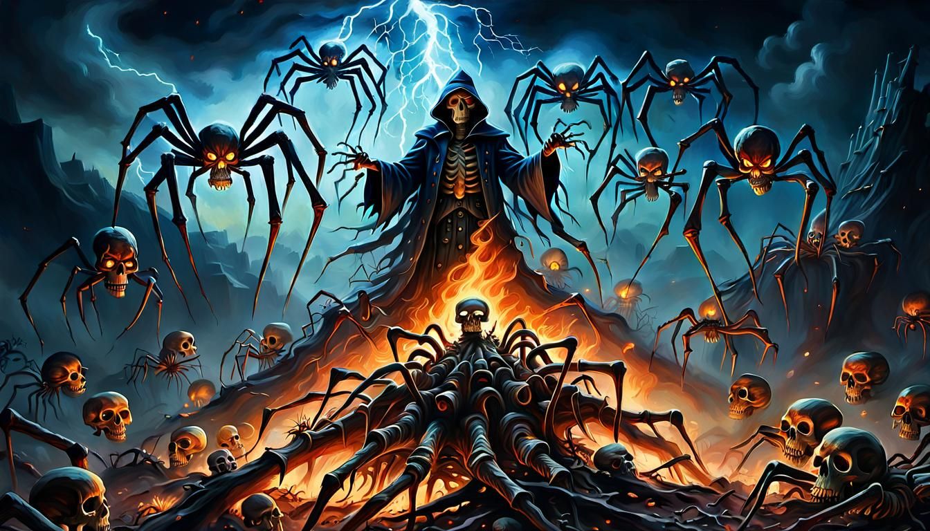 Sorcerer Conjures Lightning in Surrealist Oil Painting