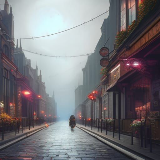 Detailed London Streets Matte Painting
