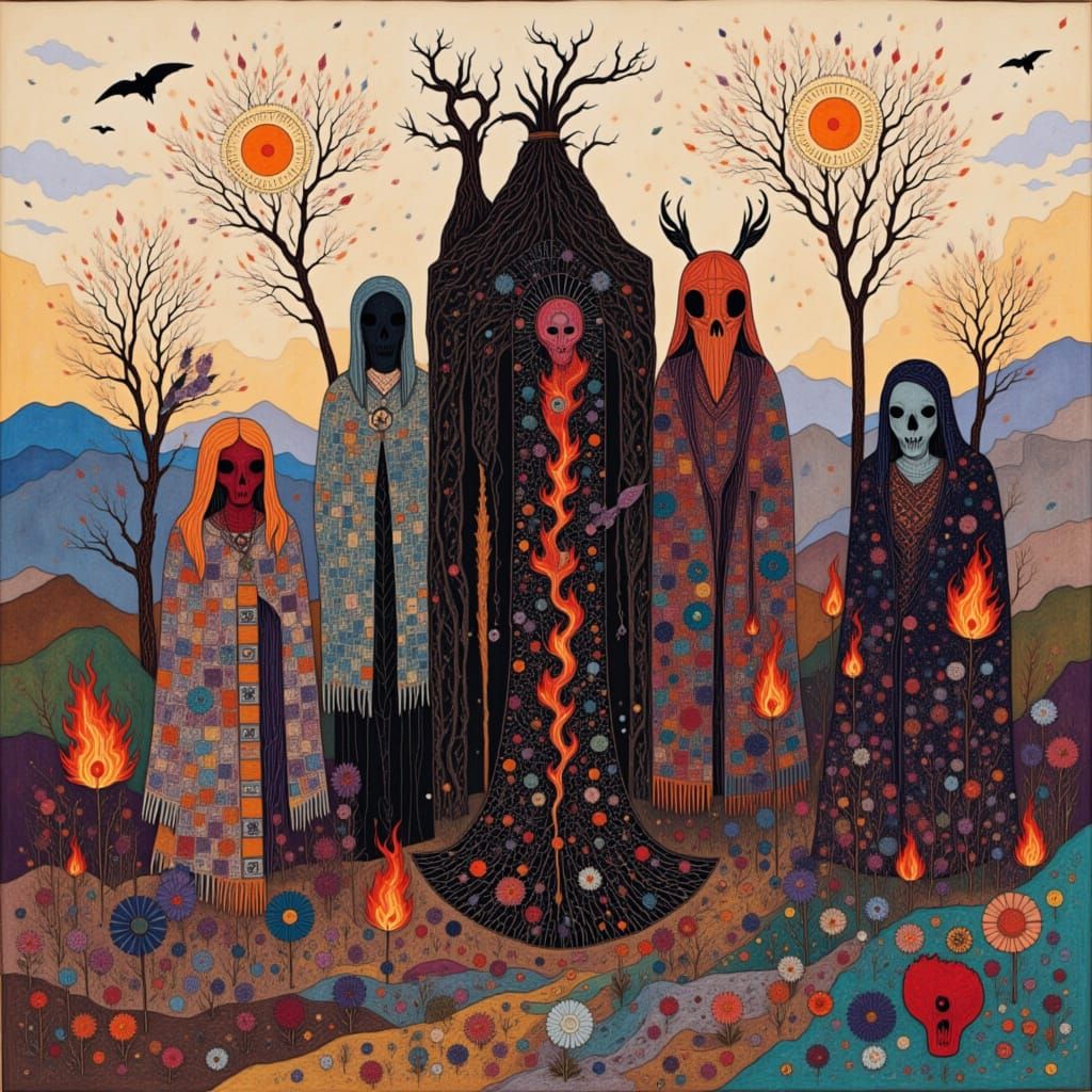 Mystical Lunar Landscape in Fiery Style