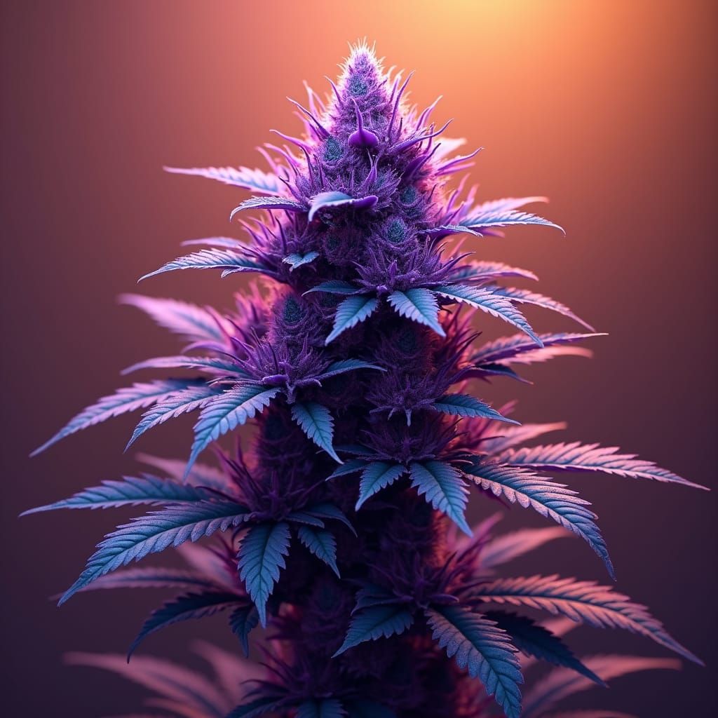Vibrant Marijuana Plant in Matte Painting Style