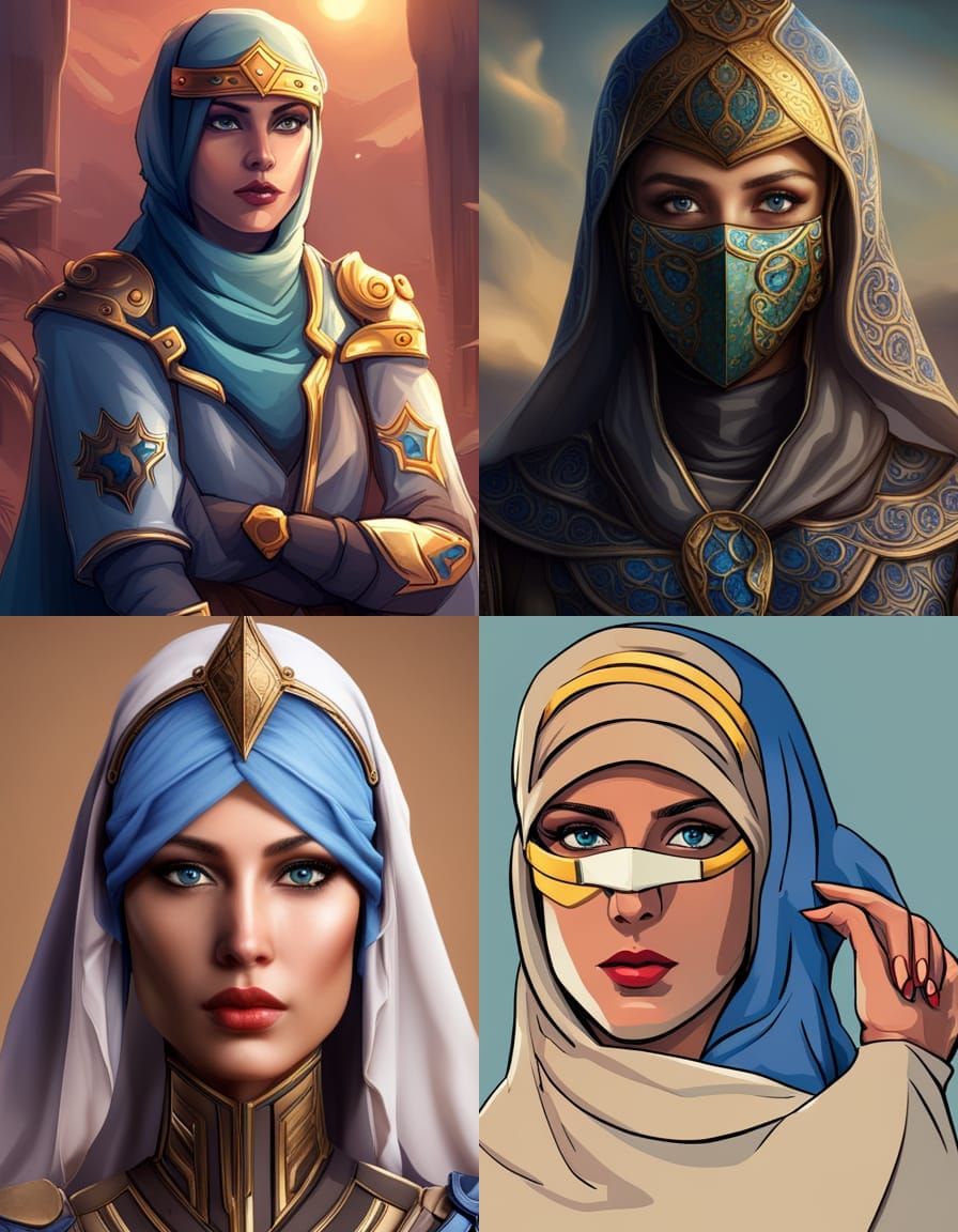 Arab Paladin with Blue Hijab and Mask