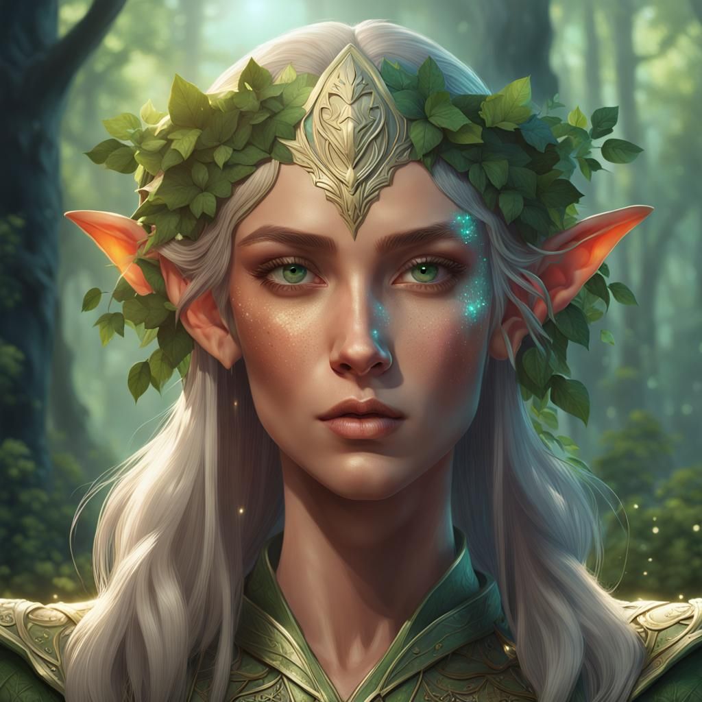 Enchanting Elf Woman Portrait with Dynamic Lighting