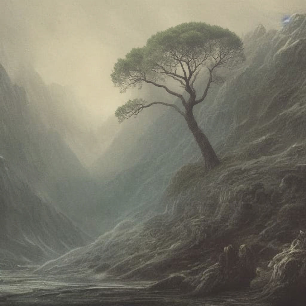 Mountain Scroll: Anime-Inspired 3D Art