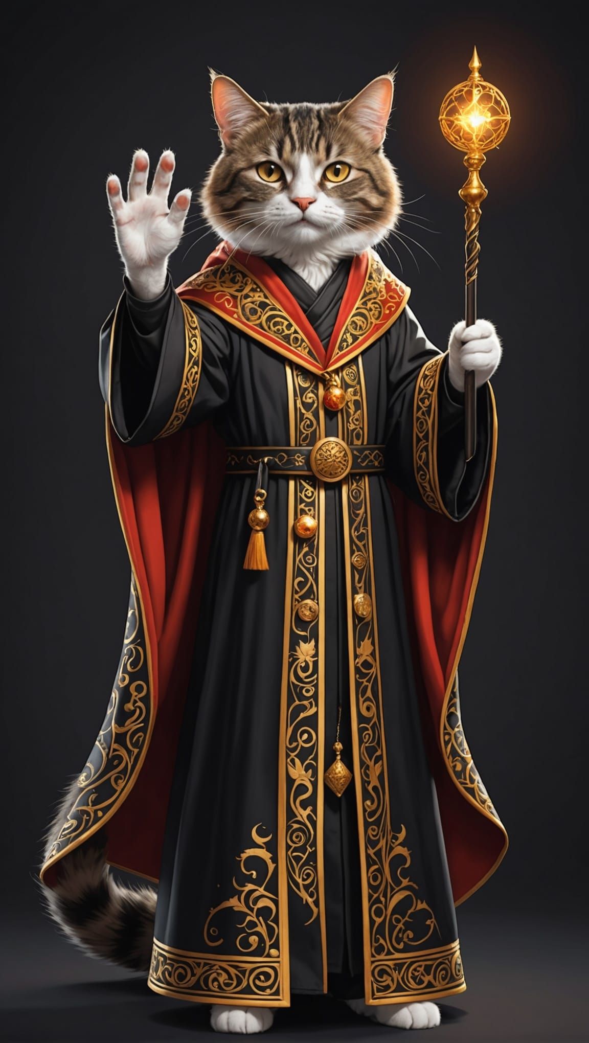Magician Cat Waving Wand with Magic Array