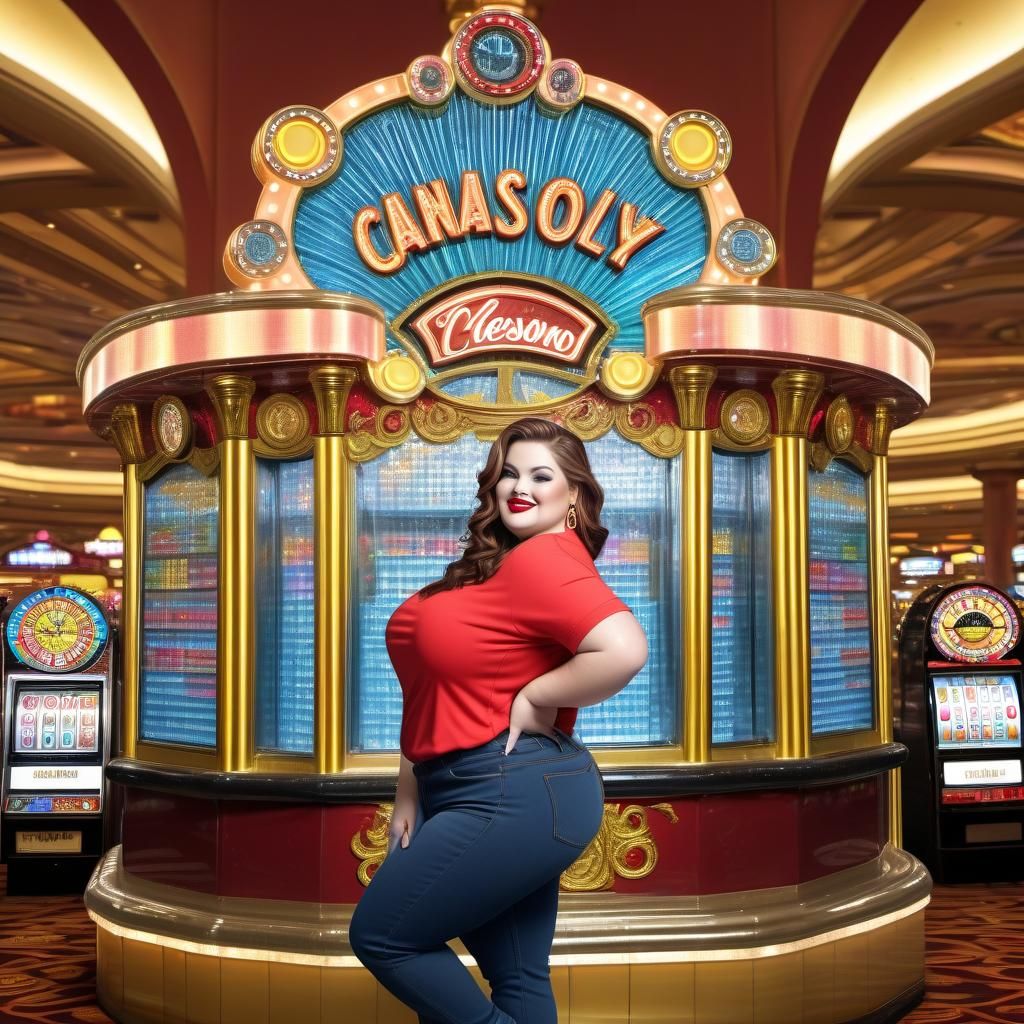 Attractive Plus-Size Woman in Elaborate Casino