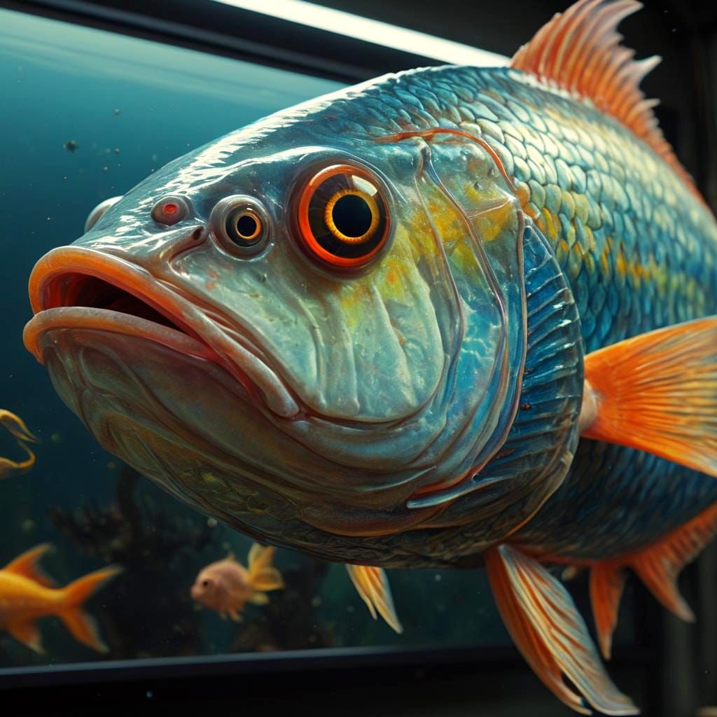 Colorful Alien Fish: Hyperreal Painting