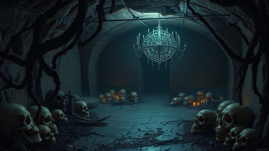 Mysterious Underground Catacomb with Human Skulls and Bones
