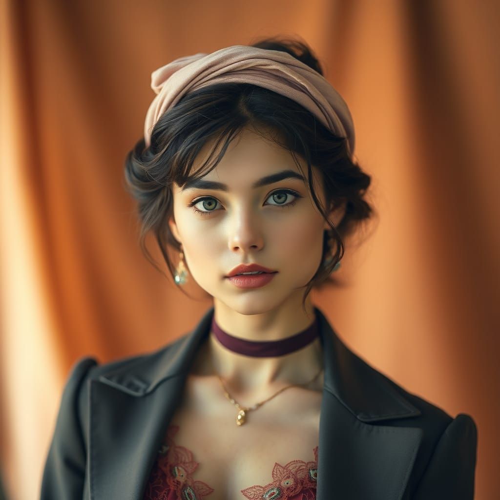 Elegant Woman Portrait in Whimsical Digital Art Style