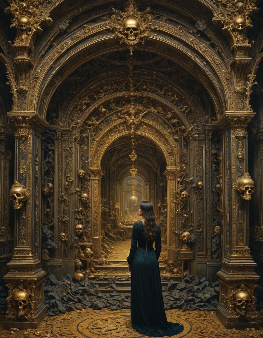 Baroque Woman Surrounded by Symbols