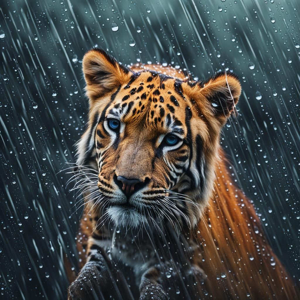 Animal Covered in Raindrops