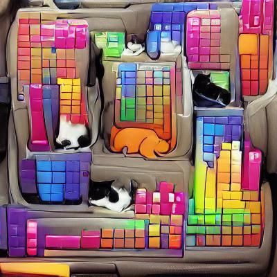 Cats Play Tetris in Vibrant Colors