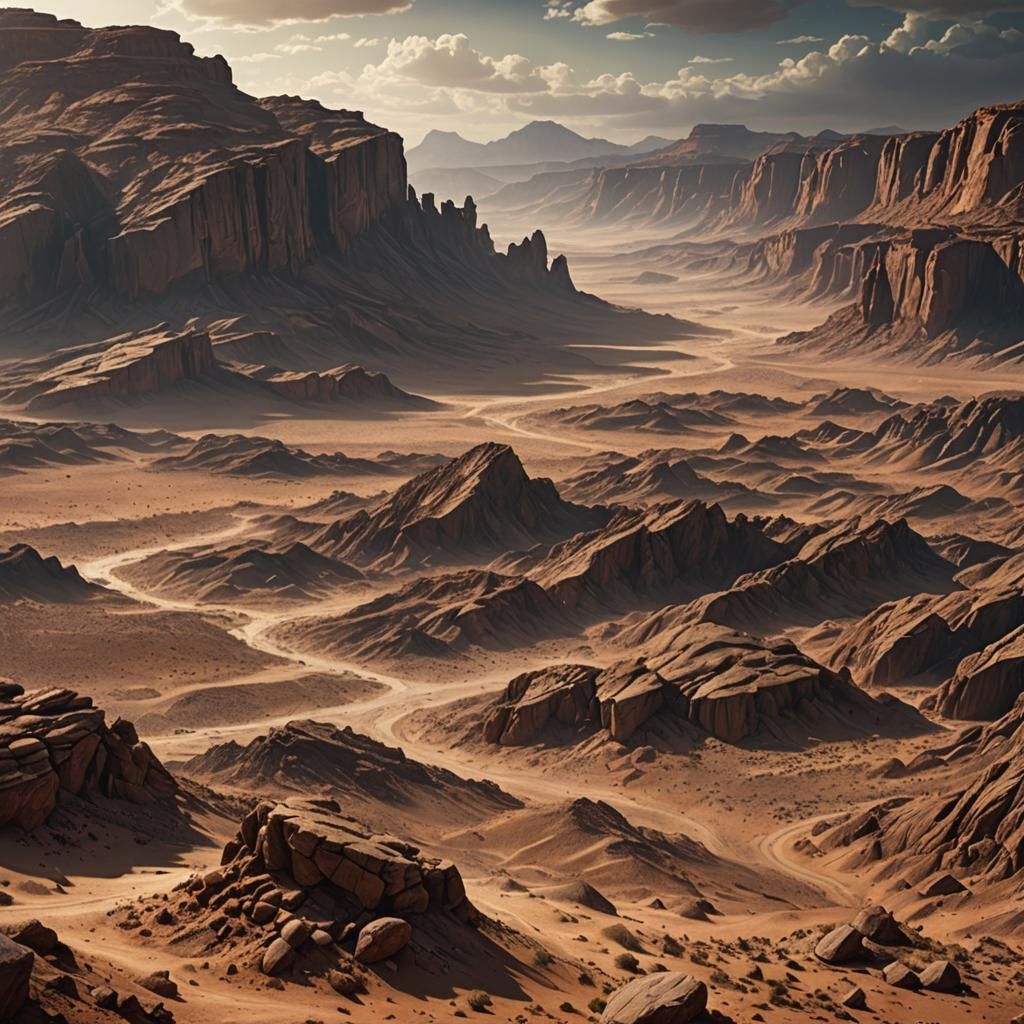 Dramatic Rocky Desert Digital Matte Painting