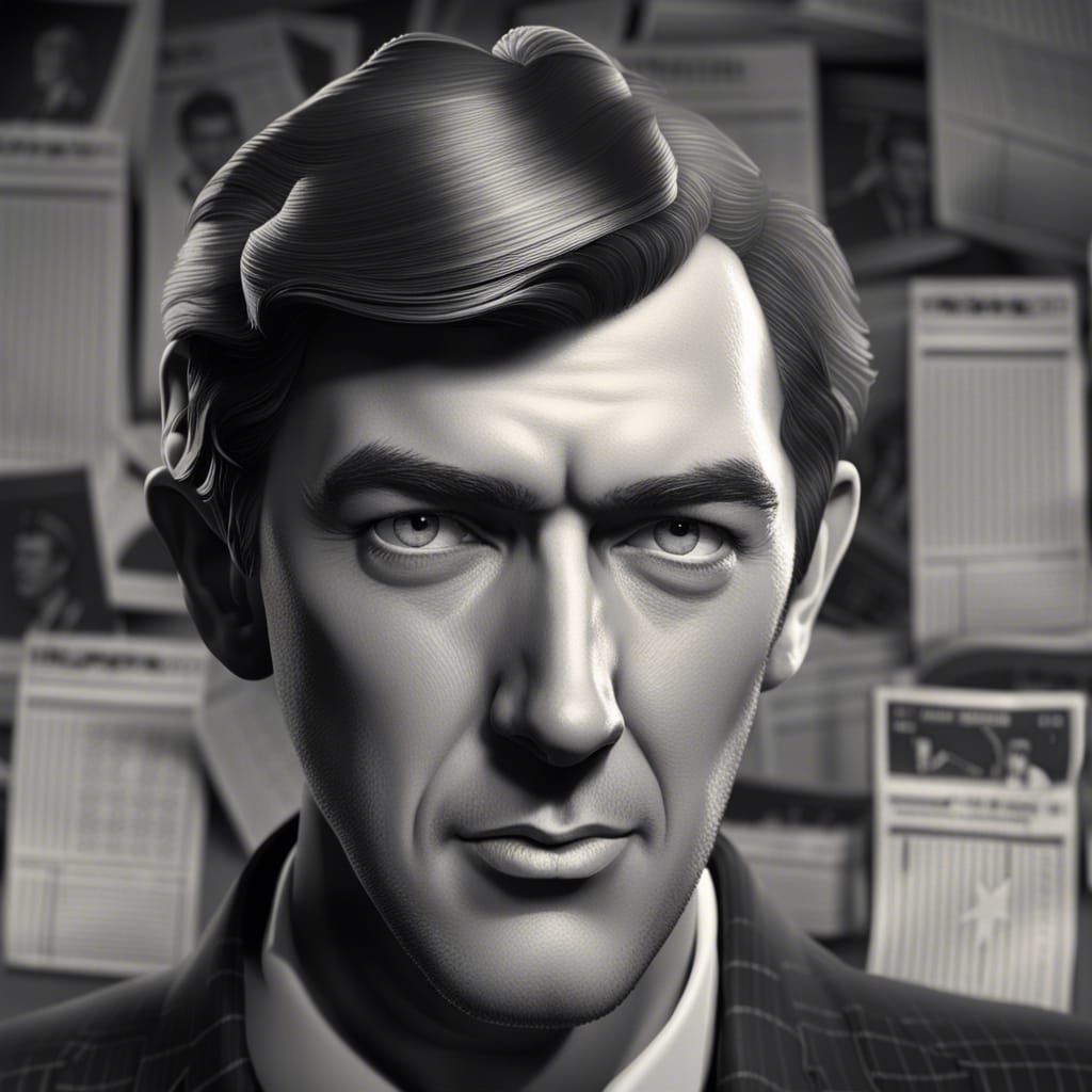 1940s Reporter Portrait in Film Noir Style