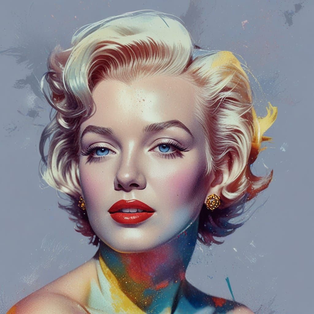 Pop Art Marilyn Monroe in Watercolor Style