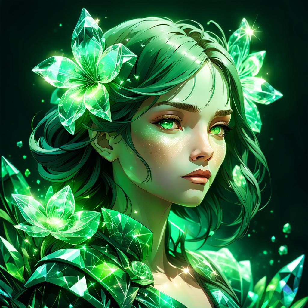 green crystal girl
