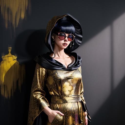 Punk 80s Model in Potato Gown, Helmut Newton Style