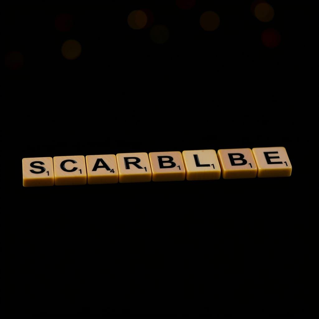 Mysterious Scrabble Board Illuminated at Night